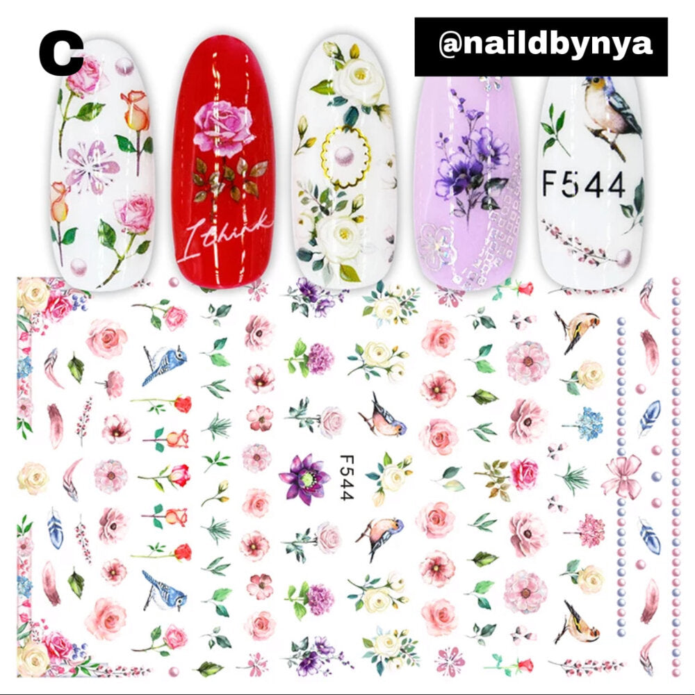 Floral Nail Stickers - C