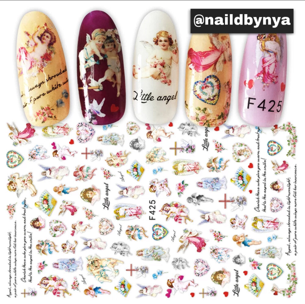 Amazon.com: Flowers Nail Art Stickers Transfer Foils Decals Nail Art Film  Flowers with Angel Pattern Nail Foils Design Holographic Nail Art for Women  Girls Manicure Decorations Floral Nails Decor (10 Sheets) :